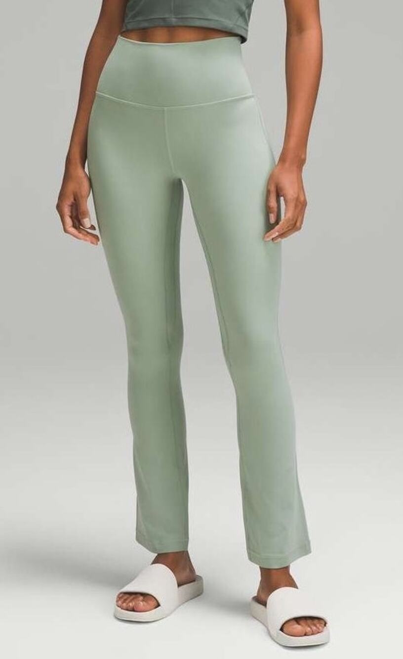 Lululemon Align High Rise Mini Flare Pants Size 6 Green Yoga Pilates Gym Lounge